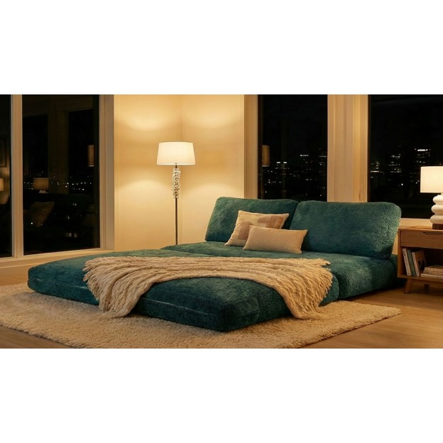 CANAPEA/PAT FASTER TURCOAZĂ CM 150X100X80 (COMPRESAT - DIMENSIUNE PAT CM 213X150X18) 