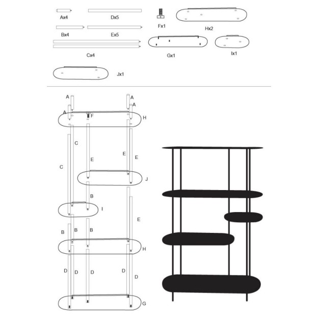 RAFT DE CĂRȚI SATURN DOVE TEALCM 118X31X139 