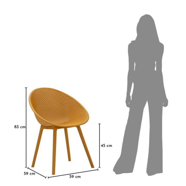SET SCAUNE IBIZA MUȘTAR 2 BUCĂȚI CM 59X59X83 (ÎNĂLȚIME ȘEZUT CM 45) 