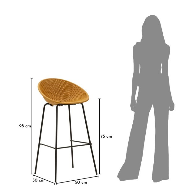 SET SCAUNE DE BAR IBIZA MUȘTAR 2 BUCĂȚI CM 50X50X98 (ÎNĂLȚIME ȘEZUT CM 75) 