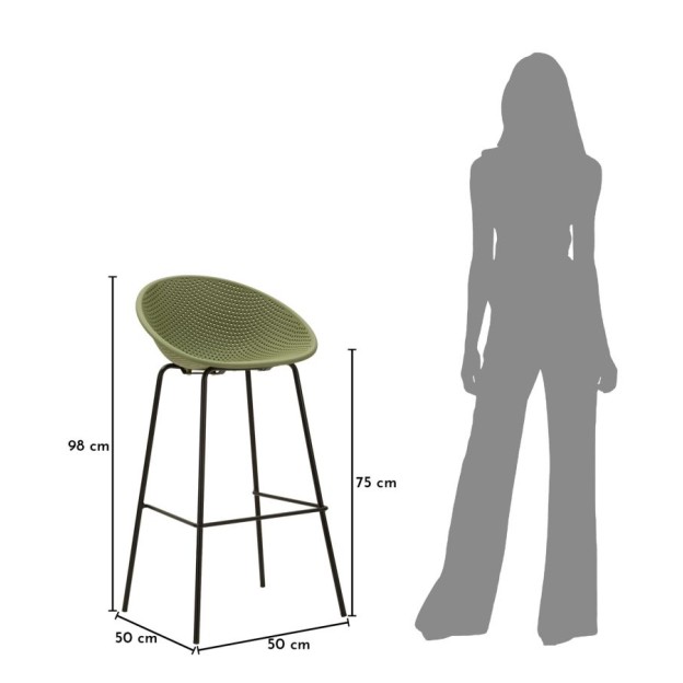 SET SCAUNE DE BAR IBIZA VERDE 2 BUCĂȚI CM 50X50X98 (ÎNĂLȚIME ȘEZUT CM 75) 