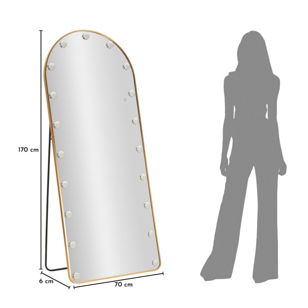 OGLINDA DE PODEA CU LED HOLLYWOOD ARC CM 70X6-45X170 (LUMINĂ 3 CULORI) 