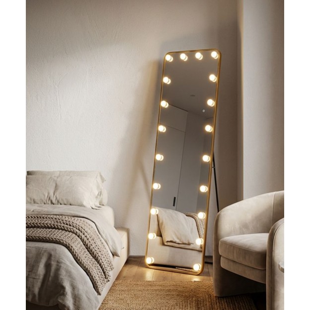 OGLINDA DE PODEA CU LED, DREPTANGULARĂ, HOLLYWOOD, 50X6-45X160 CM (LUMINĂ 3 CULORI) 