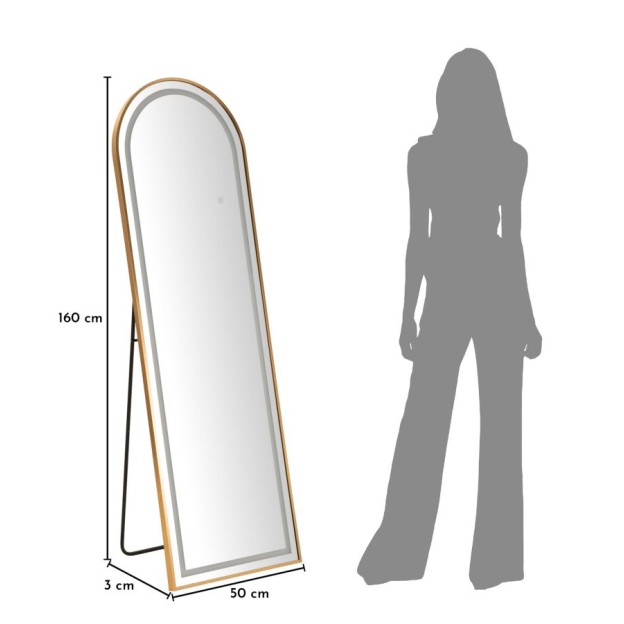 OGLINDA DE PODEA CU LED ARC SIMPLU CM 50X3-38X160 (LUMINĂ 3 CULORI) 