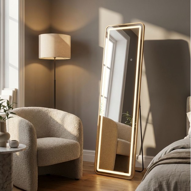 OGLINDA DE PODEA CU LED, SIMPLĂ, DREPTANGULARĂ, 50X3-38X160 CM (LUMINĂ 3 CULORI) 