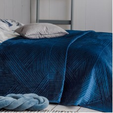 Cuvertură de catifea cu model geometric matlasat Minister 240x260 cm
