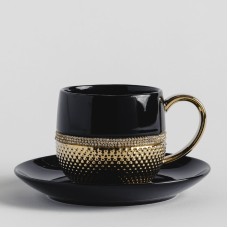 Ceașcă cu farfurioară Glamtis gold cu buline