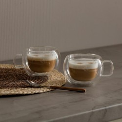 Set 2 cesti sticla cu perete dublu venti cappuccino 220 ml