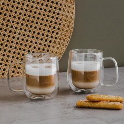 Set 2 cani sticla cu perete dublu venti latte