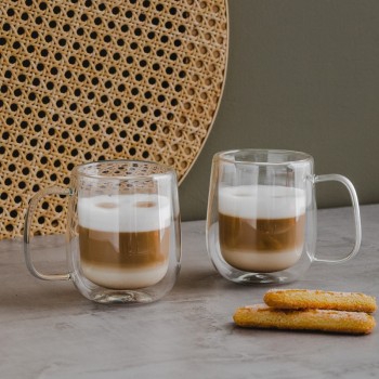 Set 2 căni sticlă cu perete dublu venti latte
