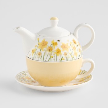 Ceainic cu ceașcă Daffelis cu motiv floral