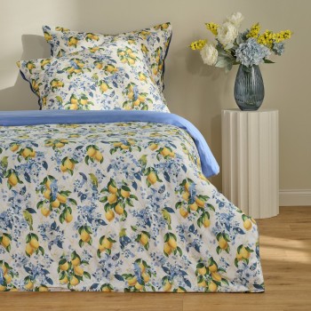 Set de lenjerie din bumbac satinat Lemondi 200x220 cm cu 2 fețe de pernă 70x80