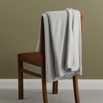 Pătură Polar Netedă cu Margine Moltone 140x190 cm gri deschis