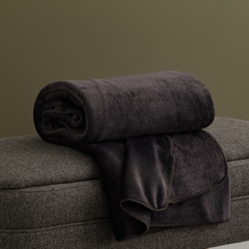 Pătură Polar Netedă cu Margine Moltone 140x190 cm gri închis