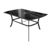 Masa pentru gradina si terasa HECHT SHADOW TABLE, blat din sticla neagra securizata, cadru din otel-aluminiu, 150 x 90 x 72 cm