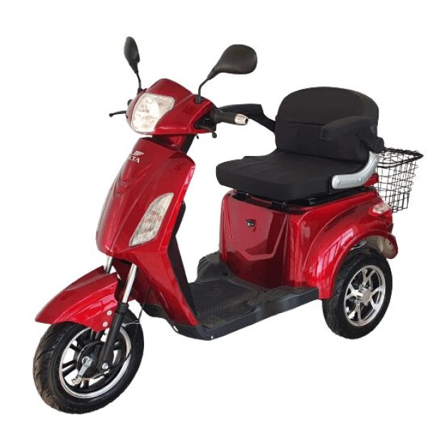 Triciclu Electric Volta VM4, Motor 1000W 60V, Baterie 22Ah cu Autonomie 50km, fara permis (carnet), visiniu